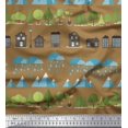thumbnail image 1 of Soimoi Poly Georgette Fabric Tree,House & Raindrop Nature Printed Craft Fabric by The Yard 52 Inch Wide, 1 of 3