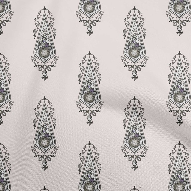 oneOone Cotton Poplin Ivory Fabric Asian Floral Block Sewing Craft Projects Fabric Prints By Yard 56 Inch Wide