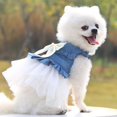 thumbnail image 2 of Chien Robes Mode Chien Vêtements Arc Maille Chiot Chien Princesse Robes, Blanc L, 2 of 11