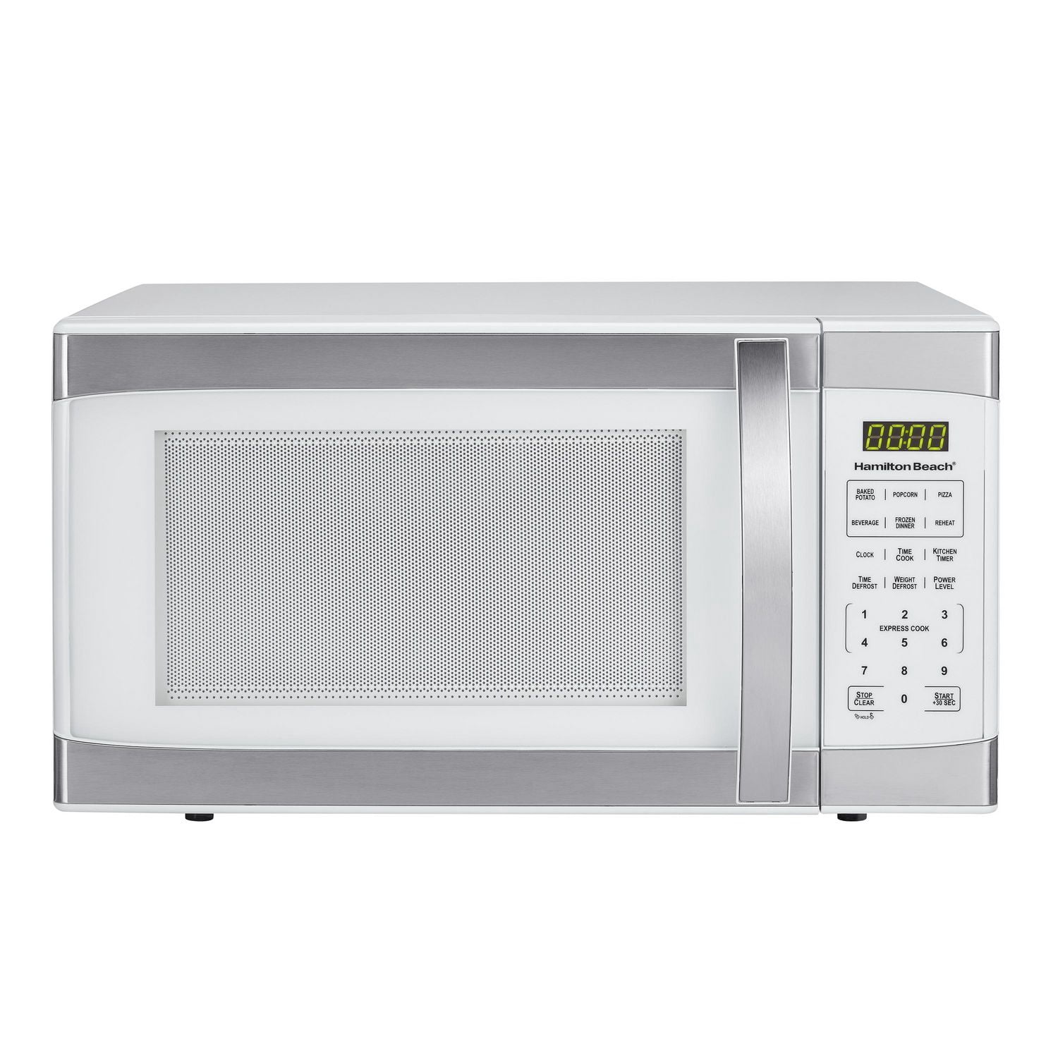 Micro-ondes de comptoir Hamilton Beach 1,1 pi³ en acier inoxydable avec sécurité enfants, 1000 W, blanc
