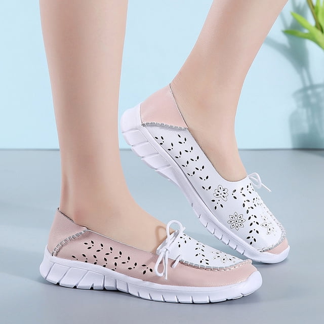 LSLJS Chaussures de Sport Plates d'Extérieur pour Femmes à Nœud Ajouré, Chaussures à Bout Rond, Espadrilles Respirantes, Espadrilles pour Femmes