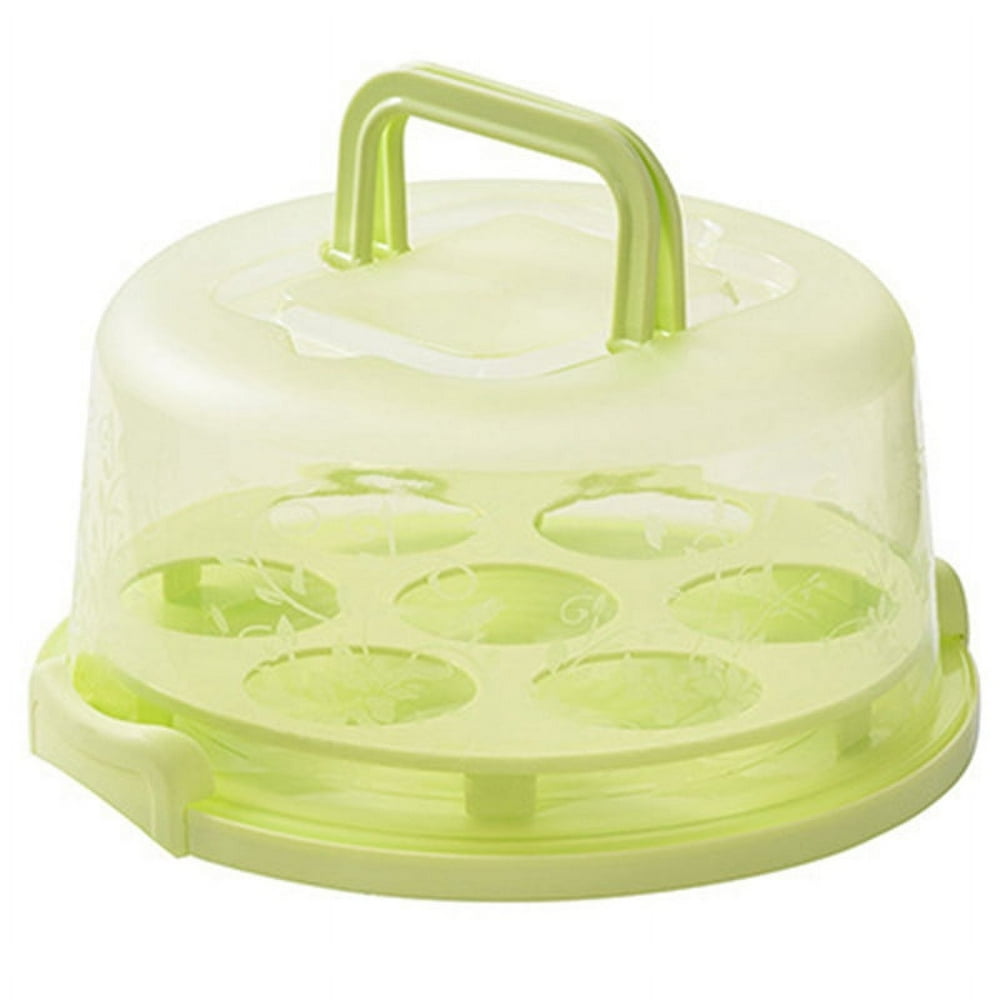 Cake Carrier Cupcake Storage Containers Holder  Portable Plastic Cake Box with Locking Lid and Handle  Dessert Container Cover Case Food Holder(Pink)