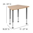 thumbnail image 4 of Flash Furniture Billie Hex Natural Collaborative Student Desk (Adjustable from 22.3"" to 34"") - Home and Classroom, 4 of 5