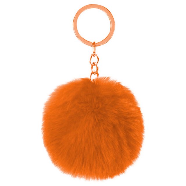 Fuzzy Ball Keychain Supple Comfortable Lovely Key Rings Adorable Practical Key Chains Women for Children Adults Elderly Students Orange 9cm