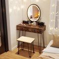 thumbnail image 1 of Costway Industrial Vanity Makeup Dressing Table Padded Stool Set 3-Color Lighted Mirror, 1 of 10