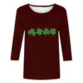 thumbnail image 4 of T-Shirt Ample à Manches Trois-Quarts et Col Rond Imprimé pour la Saint-Patrick pour Femmes, 4 of 6