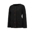 thumbnail image 4 of Trendy Fuzzy Sweaters for Women Button Down Open Front Cardigan Loose Outerwear Cardigan with Pockets, 4 of 5