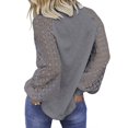 thumbnail image 2 of Coloody T-shirts à Manches Longues Femmes Dentelle Tops Casual Bureau Lâches Col Rond Solide, 2 of 2