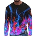 thumbnail image 2 of Meichang T-Shirt à Manches Longues pour Hommes, T-Shirts Graphiques pour Hommes Décontractés à Imprimé Flammes 3D, T-Shirts Mode à Col Rond pour le Gym à Manches Longues pour Hommes, 2 of 5