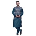 thumbnail image 1 of Atasi Solid Kurta Churidar With Printed Jecket Set For Mens Summer Party Wear, 1 of 1