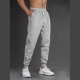 thumbnail image 3 of Ceisia Men Solid Color Loose Casual Pants Elastic Waist Drawstring Sports Gift Work Trousers, 3 of 8