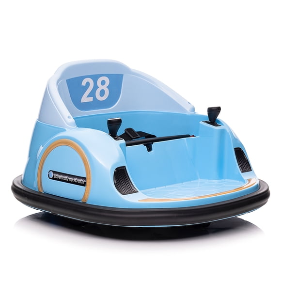 12V Kids Electric Bumper Car - 360° Spinning Ride-On Toy with Remote Control, LED Lights, Battery Display, MP3/USB Music, Standard Certified - Fun Gift for Toddlers Boys & Girls - Blue