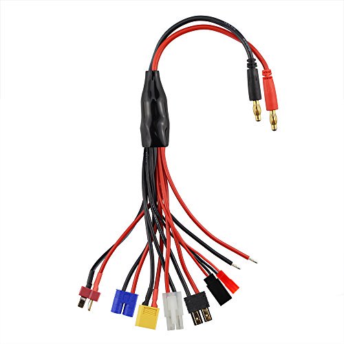 SIM&NAT RC Lipo Battery Charger Adapter Connector Splitter Cable, 8 in 1 Octopus Convert Wire to 4.0mm Banana Plug for TRX, Tamiya, EC3, JST, Futaba, XT60, T- Dean