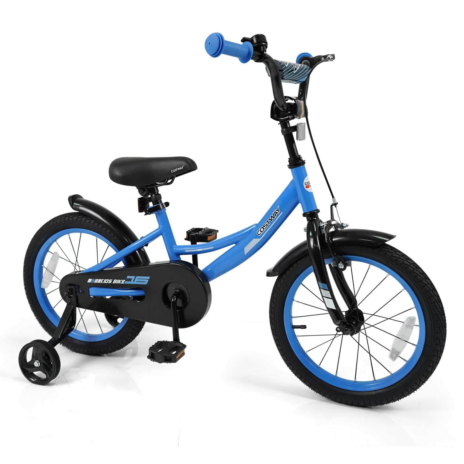 Costway 16 Inch Kids Bike with Training Wheels Dual Brakes Adjustable Seat Handlebar Height