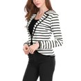 thumbnail image 3 of INSPIRE CHIC Blazer Mince à Rayures pour Femme à Revers Cranté Décoré de Boutons TP Noir Blanc, 3 of 7