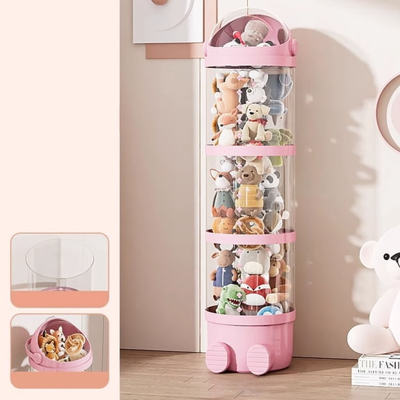 EGNMCR Tube Vertical de Rangement pour Jouets Tube de Rangement pour Animaux en Peluche Tube de Rangement pour Peluches Organiseur Tube pour Animaux en Peluche Seau Transparent pour Enfants Organiseur de Jouets Grand Jouet The Bins