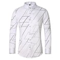 thumbnail image 2 of AherBiu Chemises à Manches Longues pour Hommes Grande Taille, Boutonnées, Rayées, Coupe Ajustée, Col à Revers, Chemise Tendance, Chemises Non Rentrées, 2 of 5