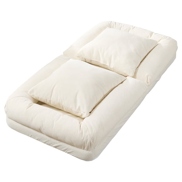Grand Fauteuil-Lit pour Chien Humain pour Adultes et Animaux – Sofa Lounge en Chenille Réglable à 5 Positions avec Coussins Doux – Chaise Longue de Sol Paresseuse Pliable pour Lecture, Sieste, Salon, Chambre – Chenille / Beige