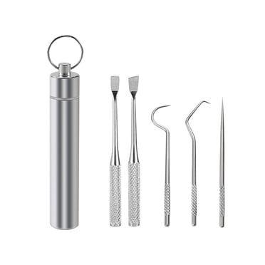 FcBaudy 304 Metal Tooth Picking Tool Stainless Steel Toothpick Portable Oral Tooth Cleaning Tool Set Stainless steel toothpick
