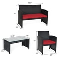 thumbnail image 3 of Costway 4PCS Patio Rattan Furniture Conversation Set Cushion Sofa Table Garden Red, 3 of 10