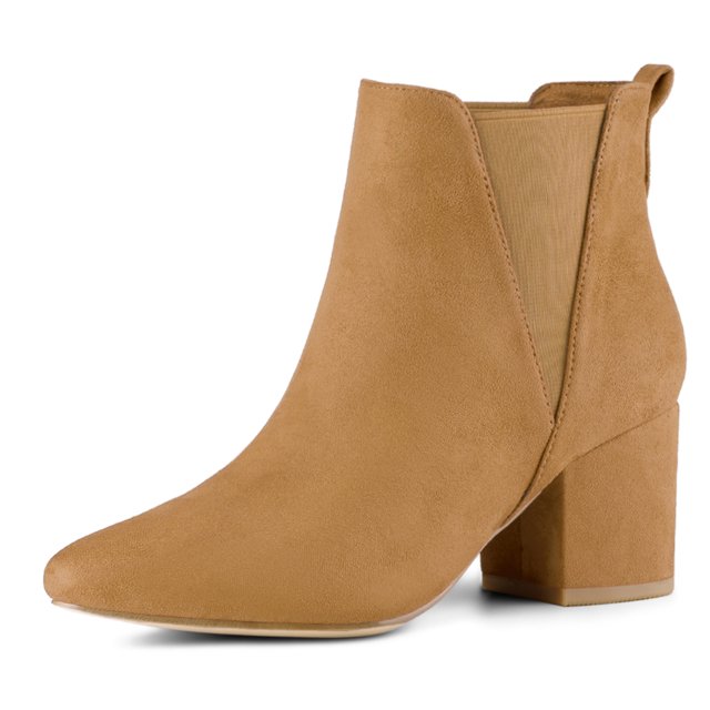 Unique Bargains Bottines Chelsea à Talon Épais à Bout Pointu pour Femmes