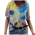 thumbnail image 1 of Birdeem T-Shirt Mode Décontracté Grande Taille Imprimé Fleurs Col en V pour Femmes, 1 of 3