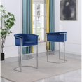 thumbnail image 2 of Navy Blue Velvet Barstool Chair (Single) with Silver Metal Chrome Base, 2 of 3