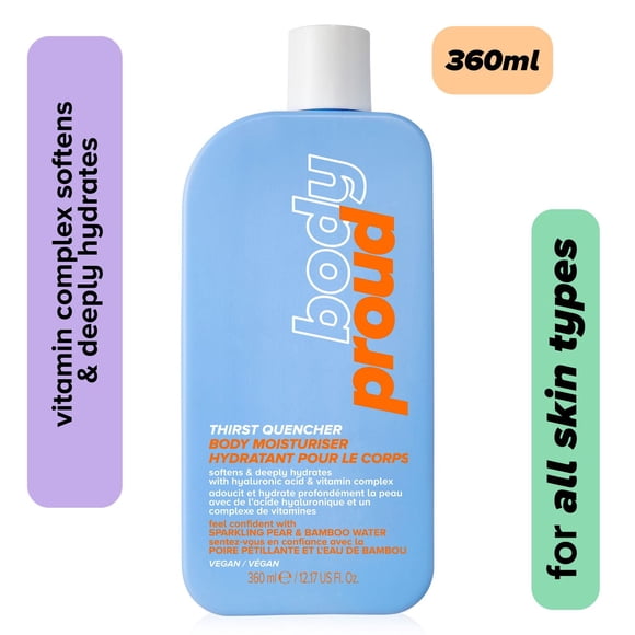 Body Proud - Soin hydratant pour le corps avec acide hyaluronique Thirst Quencher - 100 % Végane - 360 ml