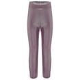 thumbnail image 3 of MSemis Girls Jazz Dance Leggings Metallic Ribbed Elastic Waistband Solid Color Toursers for Hip-hop Performance Pink 150, 3 of 5