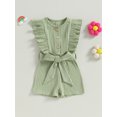thumbnail image 2 of SUNSIOM Infant Baby Girl Summer Jumpsuit Solid Color Ruffled Sleeveless Round Neck Button Romper Shorts with Belt, 2 of 9