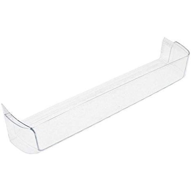 Door Basket Compatible with LG Refrigerator MAN62570801, a transparent plastic refrigerator door shelf replacement part designed for LG models such as 795.68032210 and LTCS24223S/00. Ideal for securely storing items in the refrigerator door.