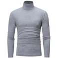 thumbnail image 1 of DPTALR Homme Col Roulé Uni Décontracté Chandail T-shirt Chandail de Base, 1 of 5