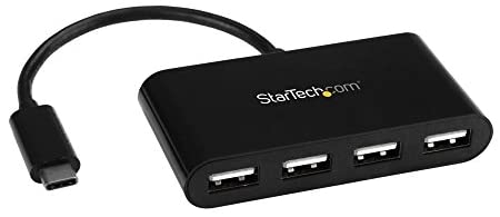 STARTECH USB C Hub 4 Port, USB-C to 4 x USB-A, Powered USB Hub, USB 2.0 Hub, USB Port Expander, USB Port Hub, USB Type