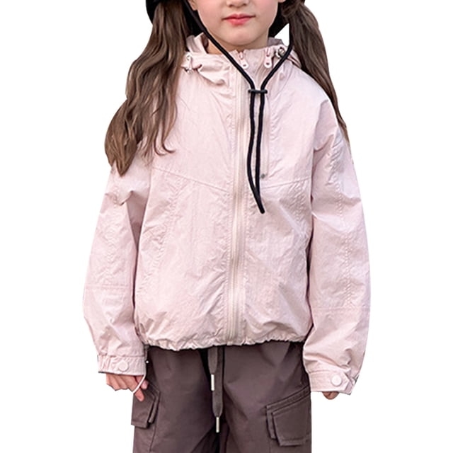 Sunnyoo Big Girls Sun Protection Lightweight Outerwear Loose Fit Zipper Jacket, Sizes 2-16