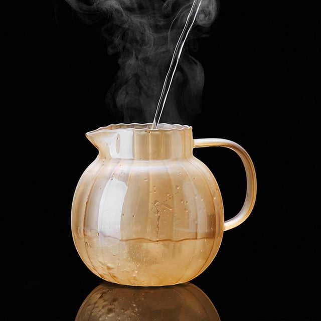 tredstone 1.3L Glass Teapot Heatproof Filter Creative Clear for Office Traveling Home with 2 Cups