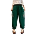 thumbnail image 2 of Simua Women's Harem Pants, Vintage Lace Embroidered Patchwork High Waist Ruffle Trousers with Pockets, 2 of 5