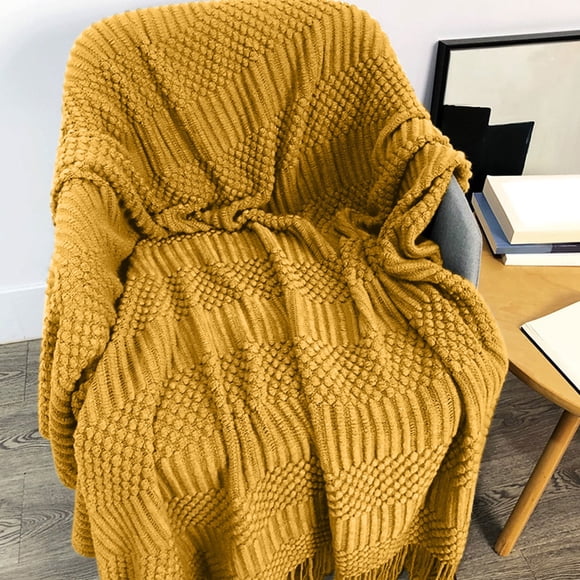 Yellow Solid Color Conditioning Blanket Blanket Sofa Blanket Office Nap Blanket Homestay Decorative Blanket 50X67.7In