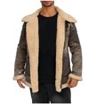 thumbnail image 1 of Men's Winter Casual Long Sleeve Zipper Turndown Collar Coat Jacket with Patchwork Style, 1 of 6