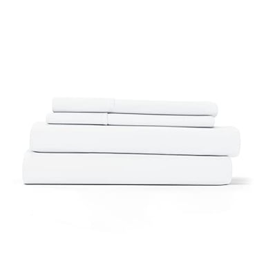 Linen Market Ultra Soft Easy Care Microfiber 16" Deep Pocket Basic 4 Piece Bed Sheet Set with Pillowcases, White, California King