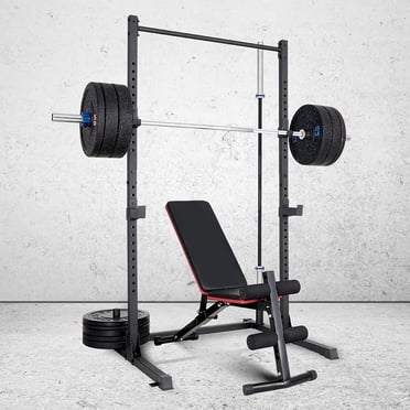 TOYTEXX 800 lb Capacity Power Rack with Pull-Up Bar, 2" x 2" Steel Squat Rack Cage, 26 Adjustable Positions, Includes 4 J-Hooks for Strength Training and Home Gym Workouts, Black