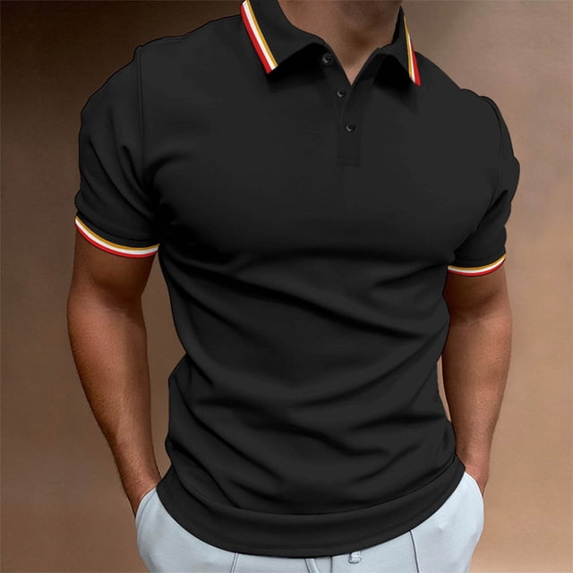 ylioge Mens Casual Golf Tees Shirts Pullover Short Sleeve Tshirts Shirt Button Collared Basic Solid Color Loose Comfort Relaxed Office Work Tops