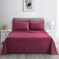 thumbnail image 4 of Marina Decoration Ultra Soft Silky Deep Pocket Solid Rayon from Bamboo Bedding All Season Sheet Set, Burgundy Color, 4 of 7
