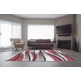 thumbnail image 2 of Waves Pattern Abstract Area Rug Carpet in Ivory Red Grey, 3x5 (2'7" x 4'11", 80cm x 150cm), 2 of 5