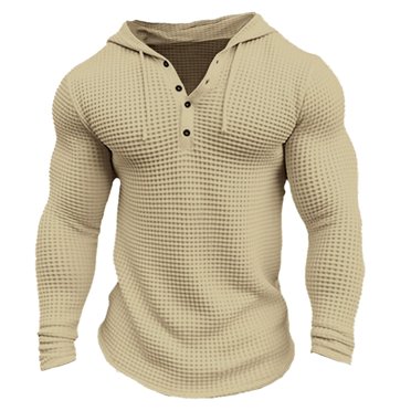 Ketyyh-chn99 Chandails de Dessous pour Hommes Vêtements d'Automne Chandail d'Entraînement pour Hommes à Capuche Léger Sports Course Performance Chandail à Capuche T-Shirt à Manches Longues Chaud Gaufré Kaki,G