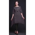 thumbnail image 2 of Bimba Kurti Asymétrique Noire à Imprimé Floral en Blocs pour Femmes, Robe d'Été Indienne Tunique, Très Grand, 2 of 6