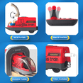 thumbnail image 3 of Motorised Wooden Rail Train, Remote Control Train with Magnetic Connection, Battery Operated Locomotive Trains for Toddlers, Compatible with Thomas, Brio, Chuggington (Red), 3 of 7