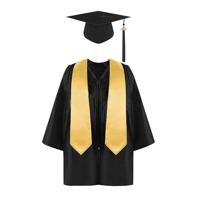 RXIRUCGD Ensemble de Costume de Performance de Graduation pour Enfants à Manches Longues et Filles Blouses Col Rond Ensembles (Noir, Taille : 5 Ans)