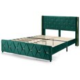 thumbnail image 1 of Costway Full Upholstered Platform Bed Frame Adjustable Headboard Footboard Modern Green, 1 of 10