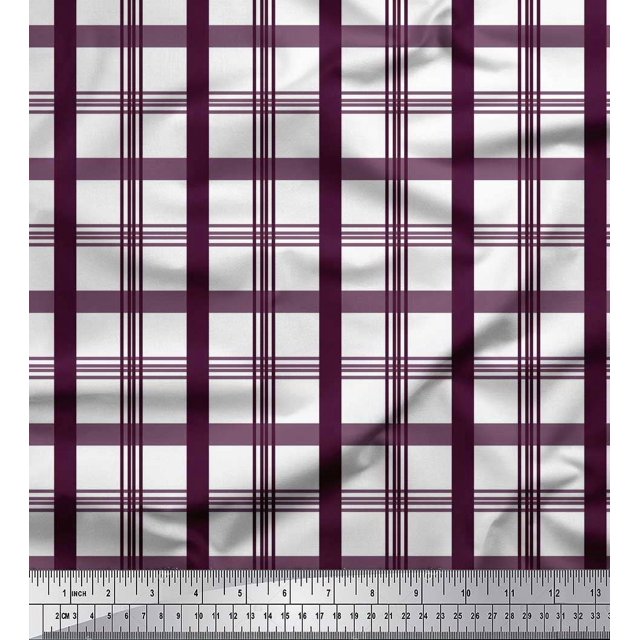 Soimoi Velvet Fabric Check Check Print Fabric by Yard 58 Inch Wide