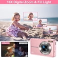 thumbnail image 3 of Digital Camera with 32GB SD Card - FHD 1080P 44MP, 16X Zoom, Rechargeable, Compact for Vlogging, Gift for Students & Teens (Pink), 3 of 8
